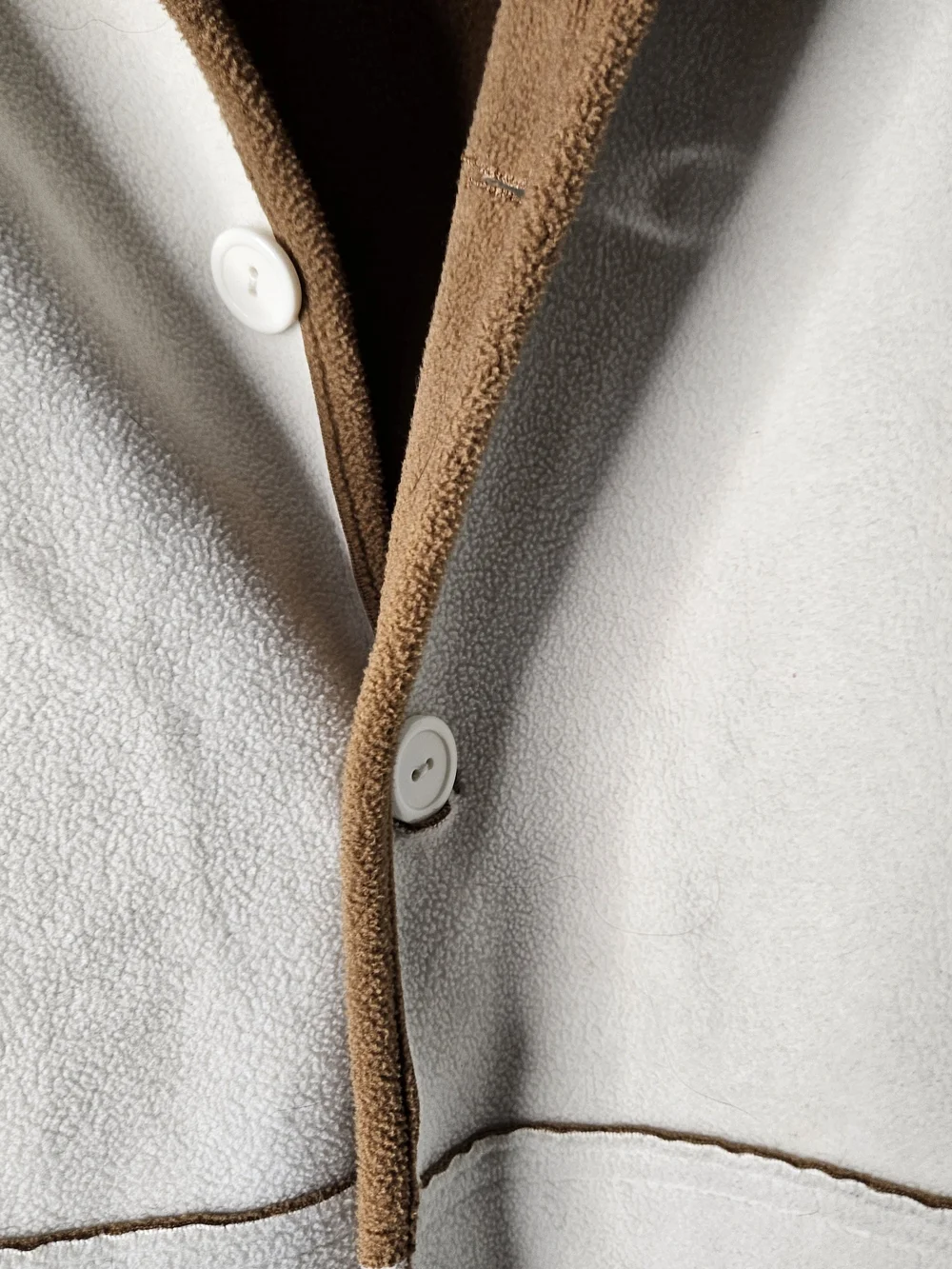 Susan Graver Camel Teddy Jacket with White Stitching - Picture 6 of 7